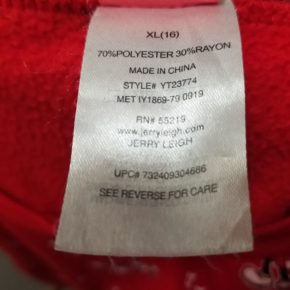 Disney Santa Mickey Mouse Red Kids XL 16 Sweatshirt Christmas Holiday Festive